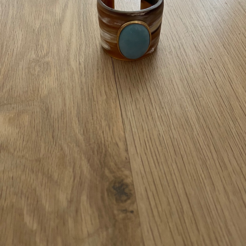 Bone cuff with turquoise stone